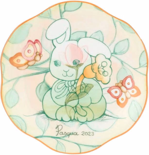 Piattino dessert Thun Limited Edition Pasqua 2023 multicolore con decorazione floreale