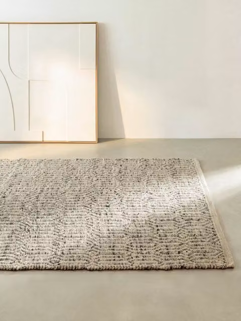 Tappeto rettangolare Knot in lana e cotone beige Kenay Home L: 200 cm, P: 300 cm