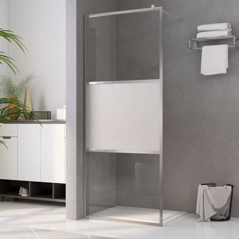Parete per doccia walk-in vidaXL in vetro semi smerigliato ESG, L: 80 cm, H: 195 cm