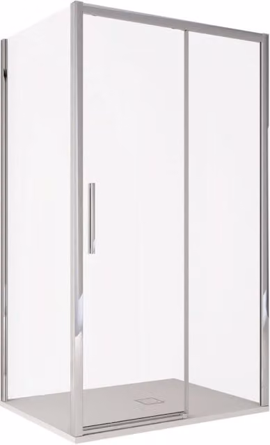 Box doccia rettangolare Olimpo Docce Lagoa Duo con due lati scorrevoli in cristallo trasparente da 6mm, L: 140 cm, P: 70 cm, H: 195 cm