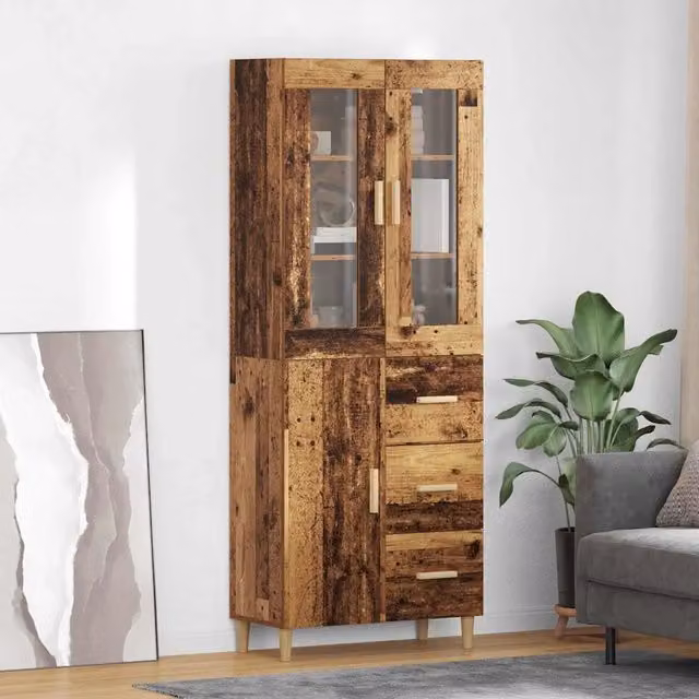 Credenza moderna vidaXL in legno ingegnerizzato marrone, L/P/H: 34,5 x 34 x 180 cm