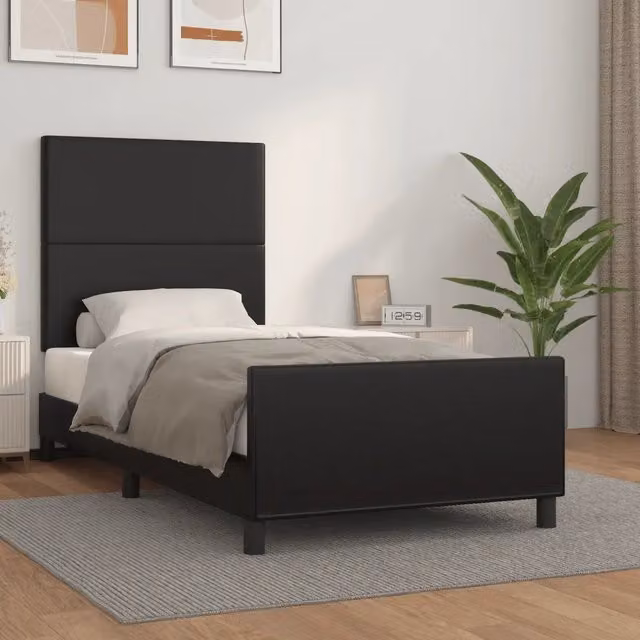 Letto con testiera in similpelle nero VIDAXL L/P: 90 x 190 cm