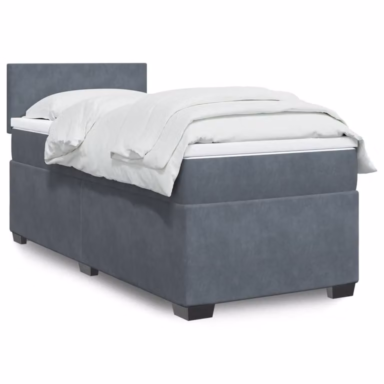 Letto Ibrido Singolo vidaXL con Materasso in Velluto Grigio, L 90 x P 190 cm