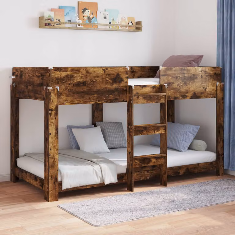 Letto a Castello per Bambini vidaXL in Rovere Fumé L: 80 cm, P: 200 cm, H: 176 cm