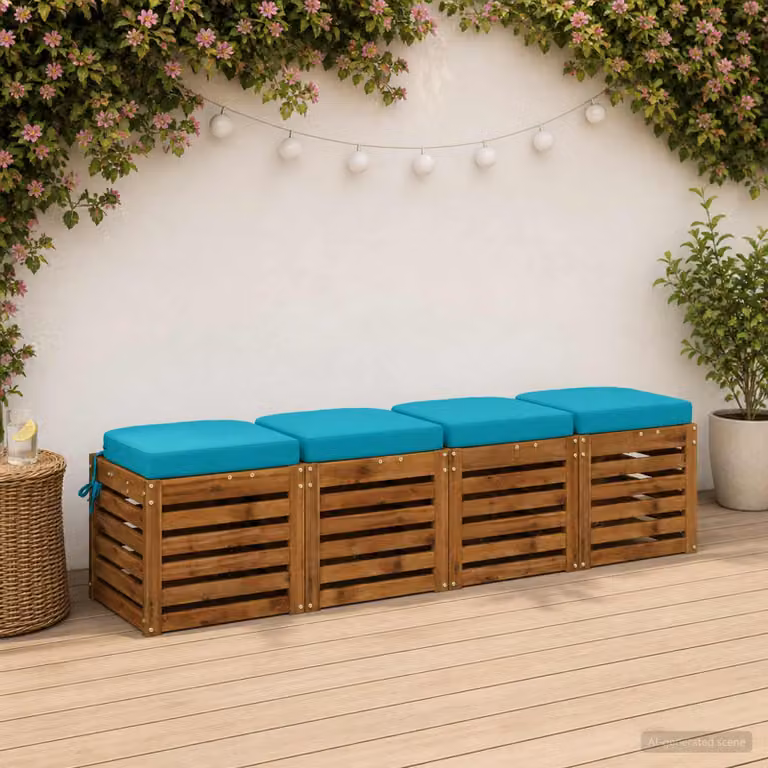 Set di 4 cuscini per sedile vidaXL SOEST in poliestere, colore turchese