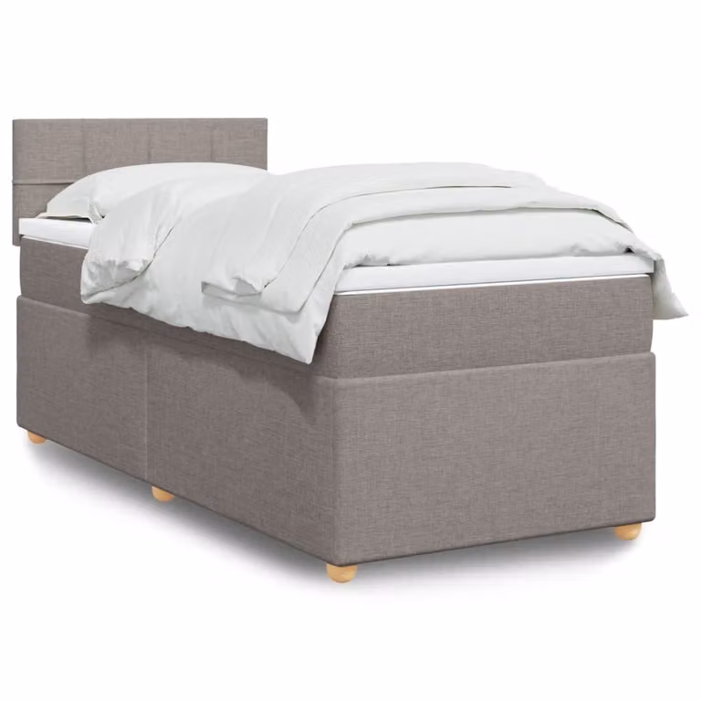 vidaXL Giroletto a Molle con Materasso Ibrido in Tessuto Beige e Grigio L/P/H: 100 x 200 cm