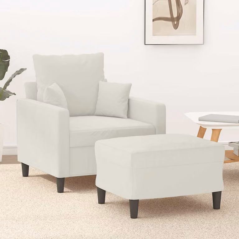 Poltrona con Poggiapiedi vidaXL in Velluto Beige per il Relax in Soggiorno