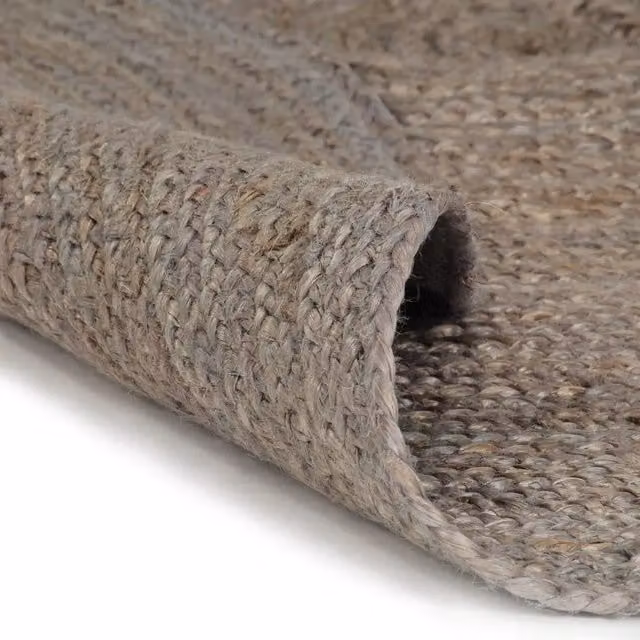 Tappeto rotondo in juta lavorato a mano grigio per soggiorno e camera da letto, Diametro: 210 cm