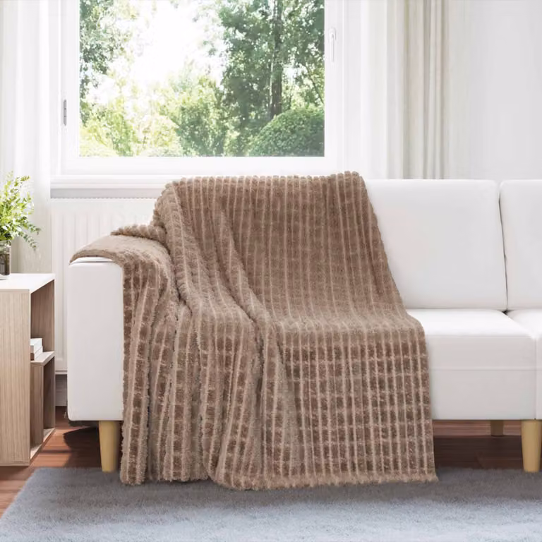 Set di 6 coperte in pile vidaXL color marrone, L 200 cm x P 150 cm