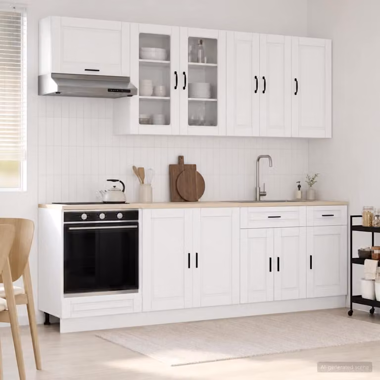vidaXL Unità Cucina Moderna PORTO 8 Pezzi Bianco Opaco in MDF