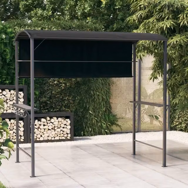 Gazebo con tetto moderno vidaXL in metallo e poliestere colore antracite L/P/H: 220 x 110 x 200 cm