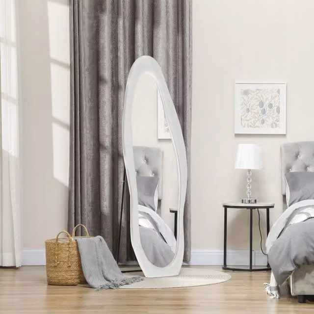 Specchio a figura intera REDOM bianco in vetro con supporto autoportante L: 50 cm, H: 160 cm