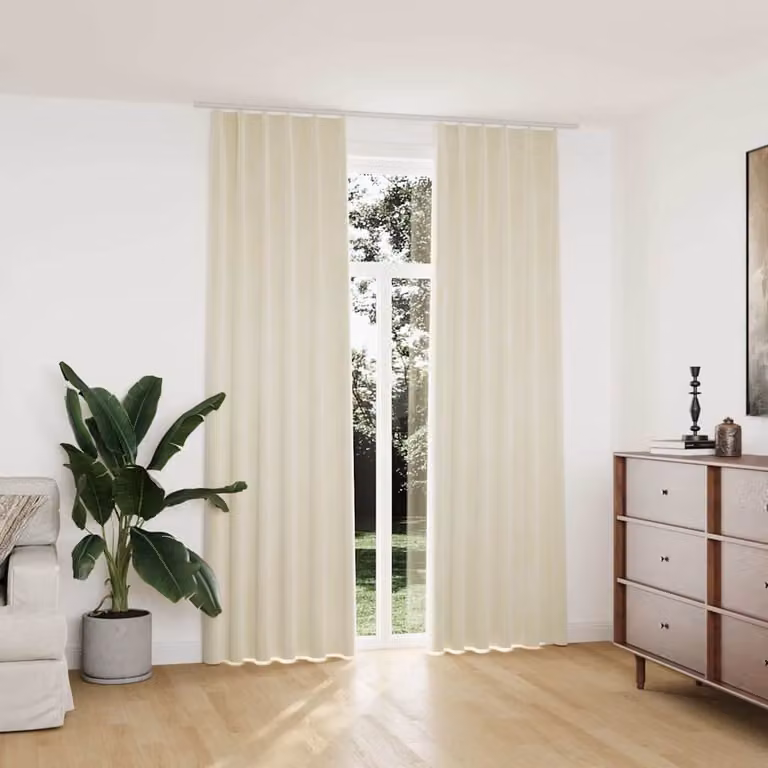 Set di 2 tende oscuranti vidaXL in velluto beige con ganci, L 140 cm x H 245 cm