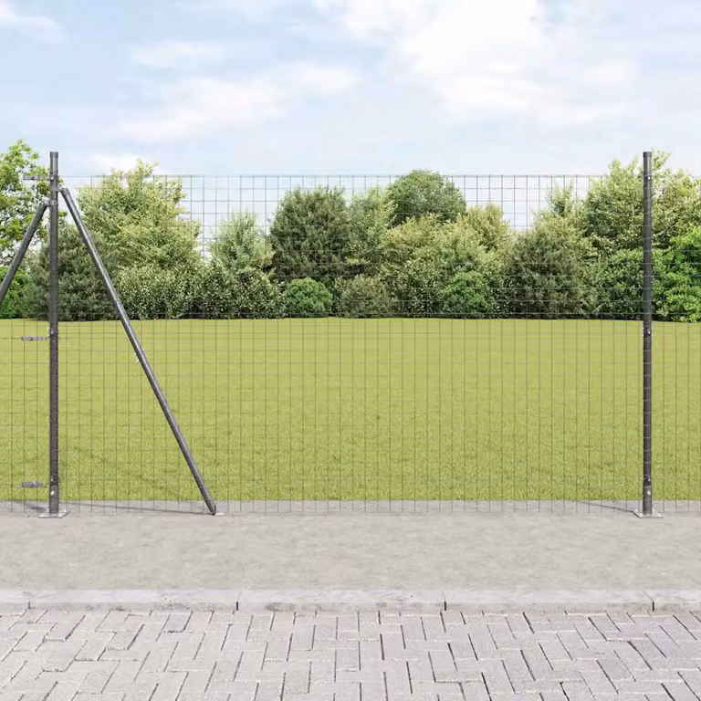 Set di 26 pali per recinzione rotondi vidaXL con base in cemento, Grigio, H: 170 cm, L/P: 3,2 x 3,2 cm