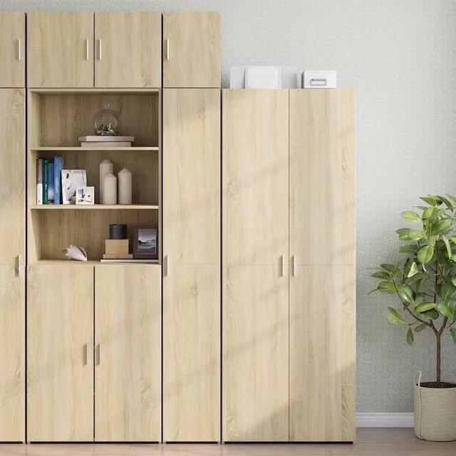 Mobile Sottolavabo Moderno vidaXL in MDF Colore Rovere e Beige L/P/H: 30 x 42,5 x 225 cm