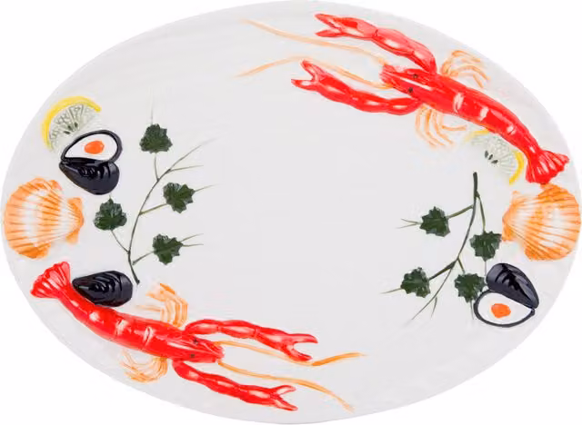 Piatto da portata in ceramica Sea con decoro gambero, diametro 36 cm, multicolore