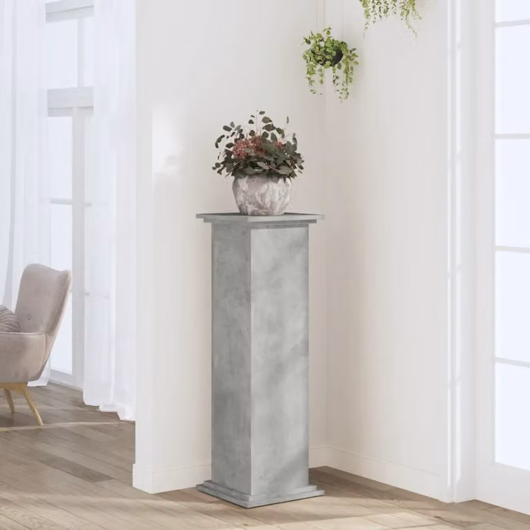 vidaXL Supporto per piante moderno in legno MDF Grigio Cemento L/P/H: 33 x 33 x 100 cm