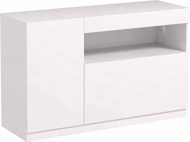 HOMCOM Credenza Moderna Bassa con Ante Soft Close e Apertura a Pressione, Ripiani Regolabili, Bianco Matt