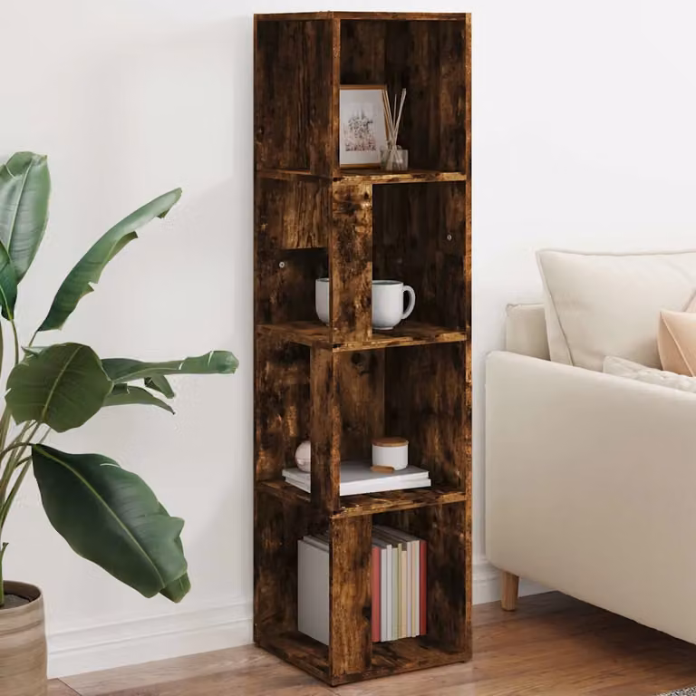 Scaffale Angolare vidaXL in Legno Rovere Fumo Marrone L/P/H: 33 x 33 x 132 cm