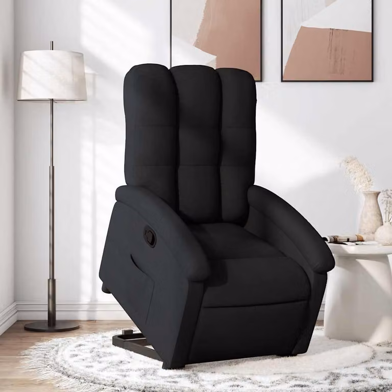 vidaXL Poltrona Alzapersona Reclinabile Nera in Tessuto con Assistenza Elettrica per Senior