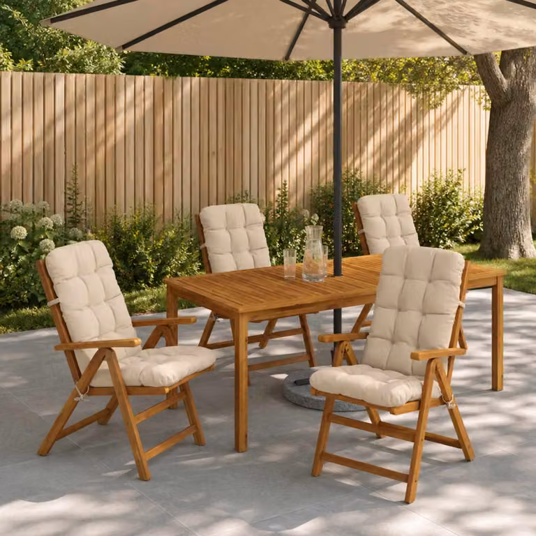 Set di 6 cuscini per sedia alta vidaXL VIANEN in poliestere, colore beige, con fodera rimovibile lavabile in lavatrice