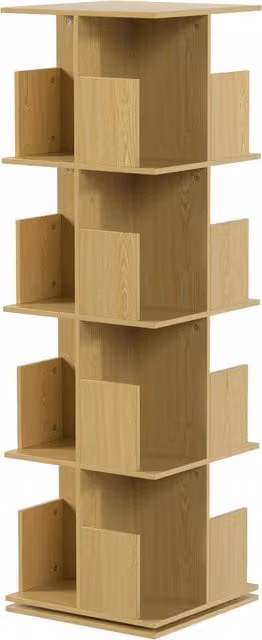 Libreria Girevole HOMCOM a 4 Livelli con 16 Scomparti, Colore Rovere, L 39 cm x P 39 cm x H 128,3 cm