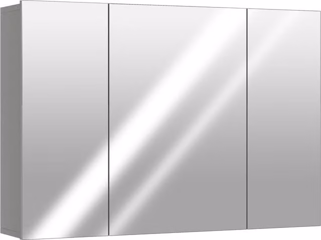 Armadio da parete per bagno Kleankin con 3 ante specchio e ripiani regolabili in MDF Grigio L: 90 cm, P: 15 cm, H: 60 cm