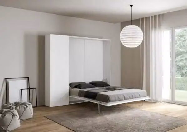 Letto matrimoniale a scomparsa Kentaro Kivio bianco frassino 140x190 cm