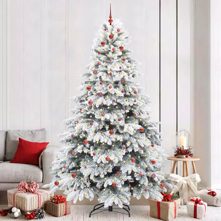 Albero di Natale artificiale moderno vidaXL con 300 LED bianco caldo, verde, in PE e PVC, Altezza: 240 cm