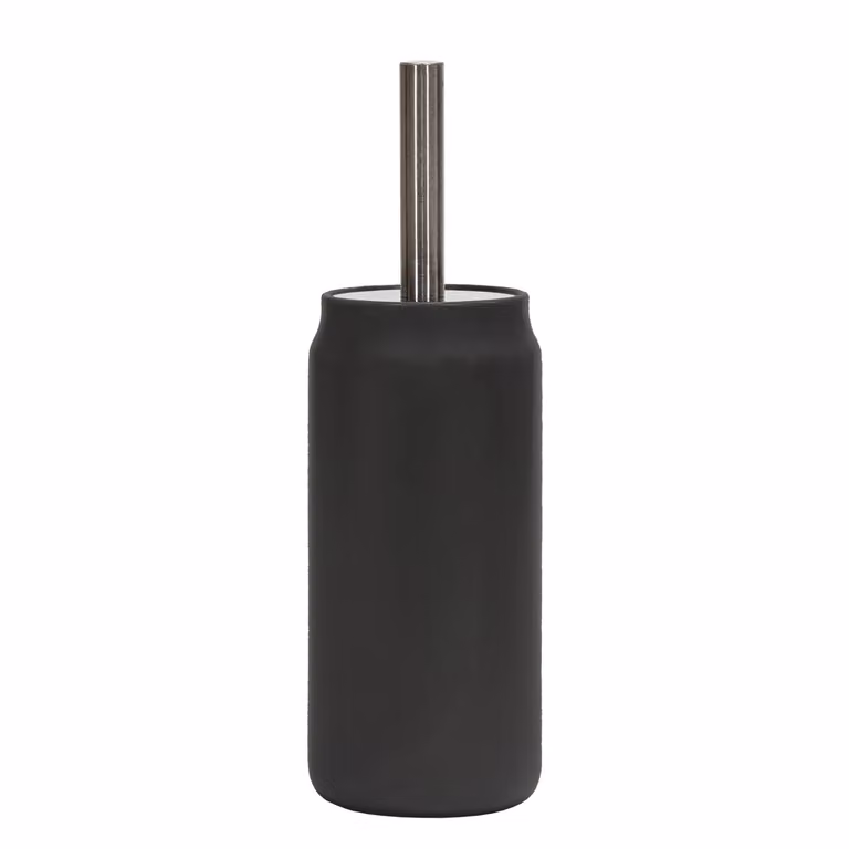 Vestiamo Casa Portascopino con Scopino in Ceramica e Acciaio Nero H: 34 cm, L: 11 cm, P: 11 cm