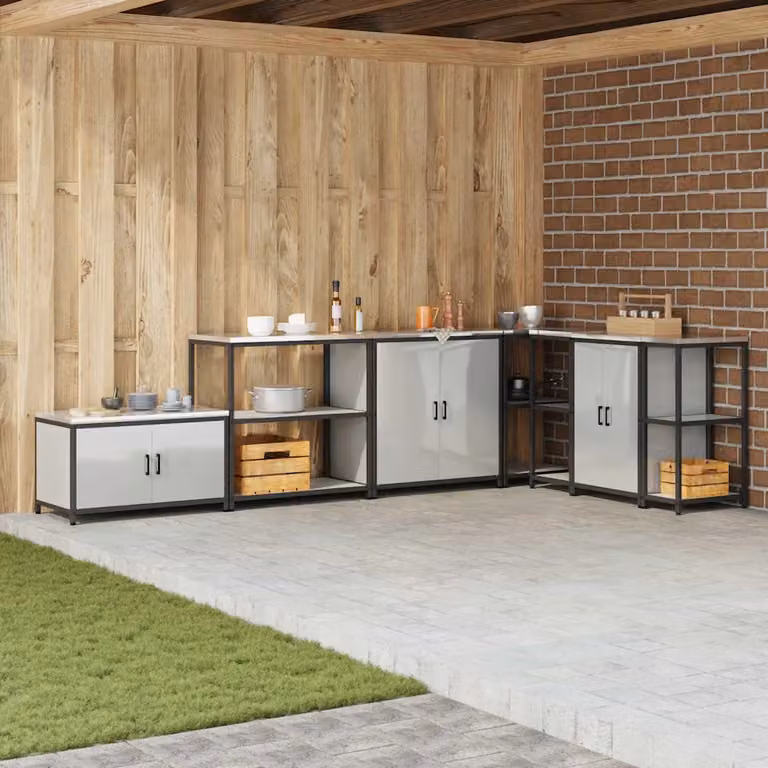 Unità di scaffali per cucina e giardino vidaXL HATTEM in metallo argento, L 90 x P 50 x H 92 cm