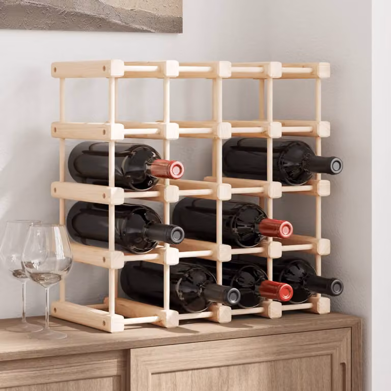 Portabottiglie per 20 bottiglie vidaXL in legno di pino massello rustico, L/P/H: 46,5 x 23 x 46,5 cm