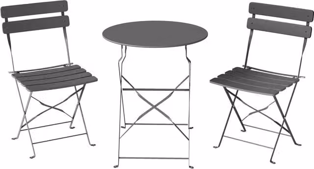 Set Bistrot da Giardino Outsunny composto da 3 Pezzi con Tavolo Rotondo e 2 Sedie Pieghevoli in Acciaio Verniciato Nero