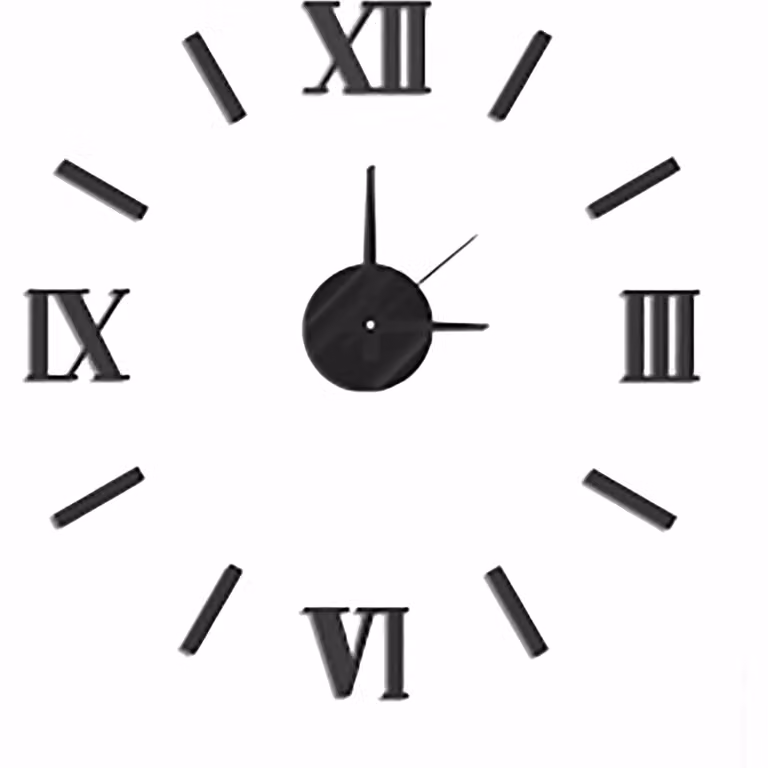 Orologio da parete analogico Dictrolux Nero, design moderno e adesivo, diametro 50 cm
