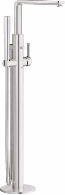 Rubinetto per vasca freestanding Grohe Lineare a leva singola con funzione spray, colore argento satinato