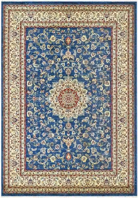 Tappeto Pierre Tappeti KAZAKH 2154 stile orientale persiano blu e beige L: 140 cm, P: 200 cm