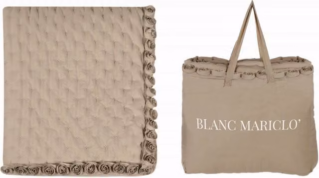 Trapunta Matrimoniale Leggera Blanc Mariclò in Stile Shabby Chic con Motivo Floreale Beige e Rosa