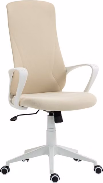 Sedia da ufficio girevole Vinsetto con braccioli e schienale alto, altezza regolabile e funzione basculante, beige, L: 62 cm, P: 56 cm, H: 110-119,5 cm
