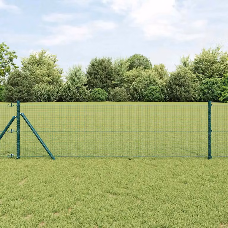 Recinzione a rete saldata vidaXL in acciaio e PVC verde da fissare a terra, L: 50 m, H: 0,8 m