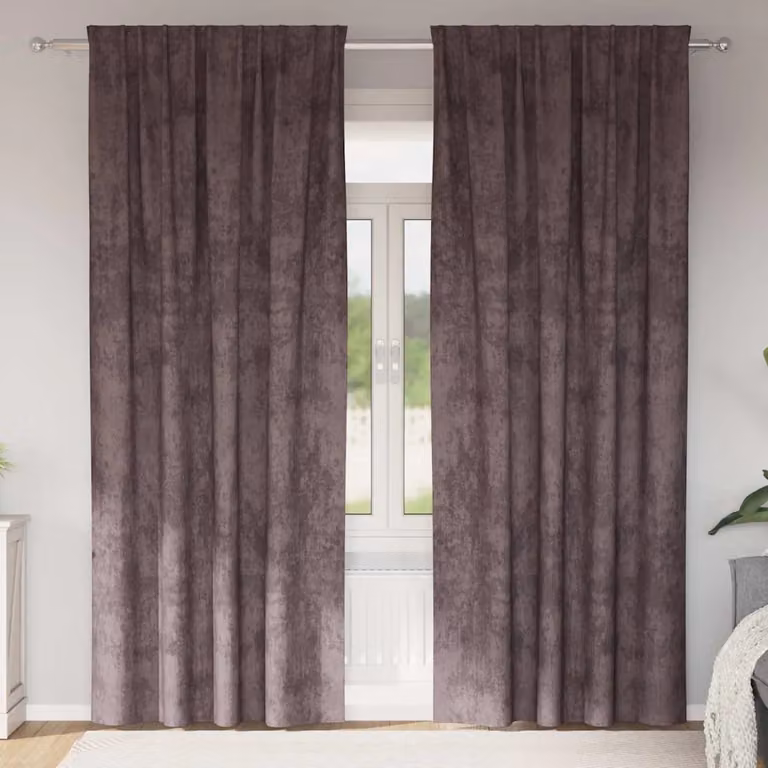 Set di 2 tende in velluto vidaXL marroni con isolamento termico e oscuramento, L: 140 cm, H: 260 cm