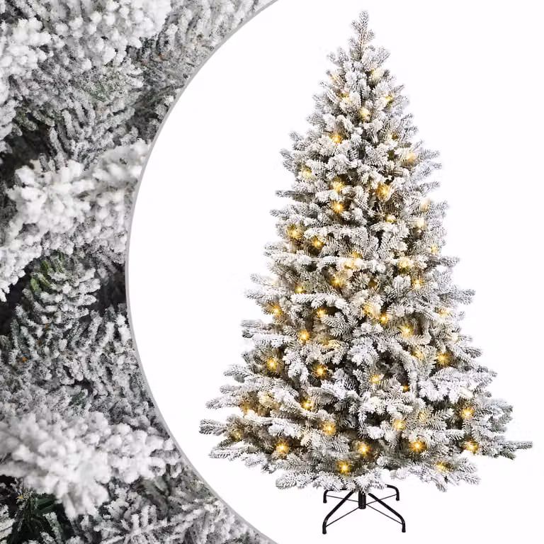 Albero di Natale Artificiale vidaXL Verde con 150 LED Bianco Caldo e Rami Pieghevoli, Altezza: 150 cm