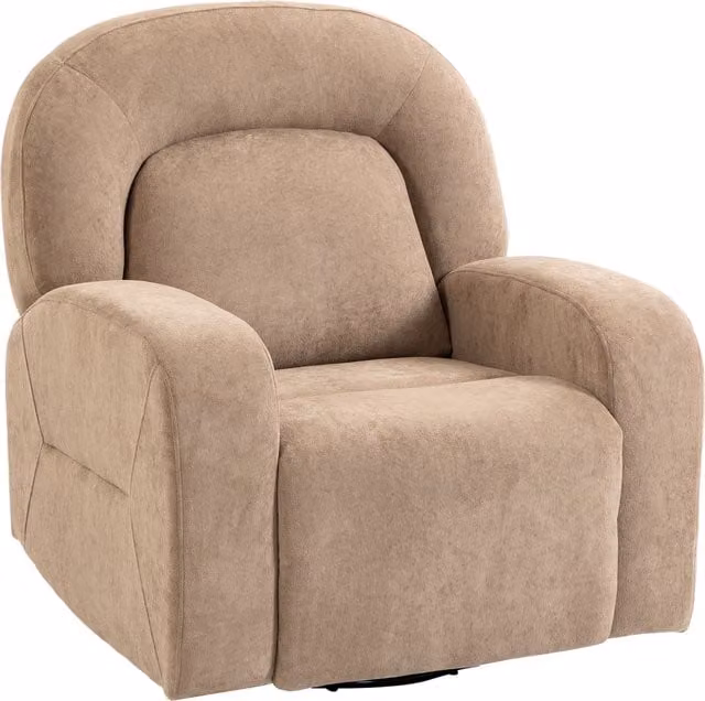 Poltrona Relax HOMCOM Girevole 360° con Funzione Dondolo e Reclinabile in Velluto Ultra Morbido, Seduta Ampia per Soggiorno, Kaki