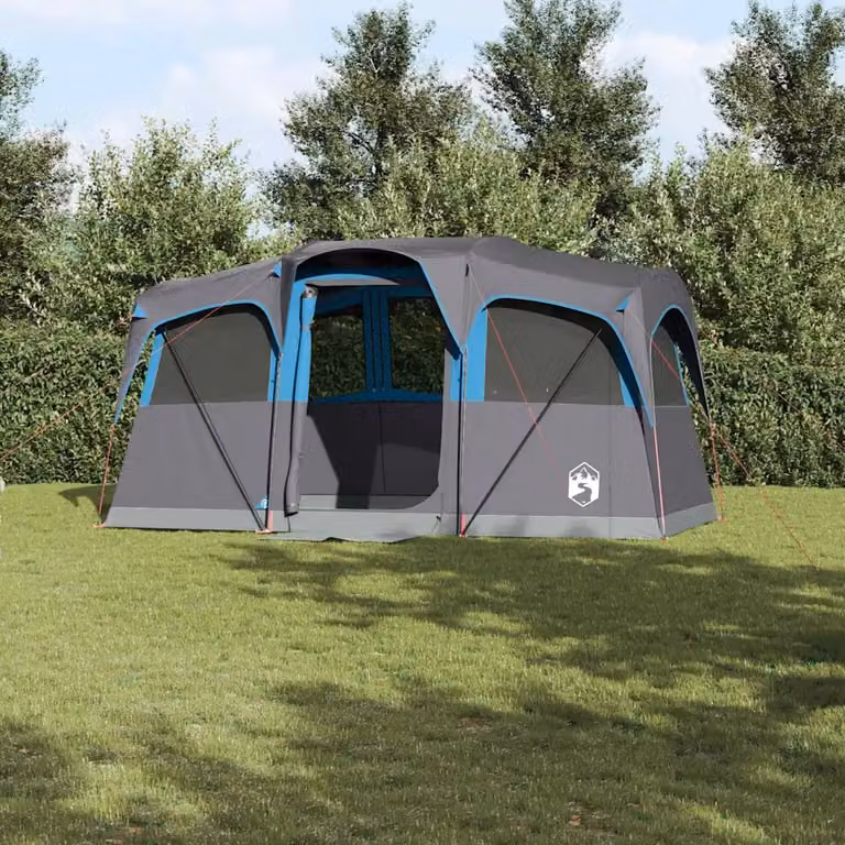 Tenda Familiare vidaXL Moderna in Poliestere e Acciaio, Blu e Grigio, L: 435 cm, P: 255 cm, H: 216 cm