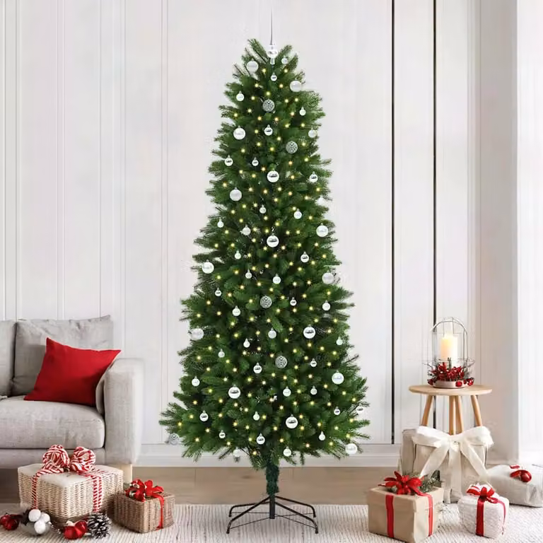 Albero di Natale vidaXL verde con 300 LED luce bianca calda e supporto, Altezza: 240 cm
