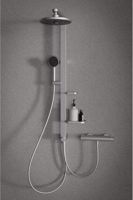 Colonna doccia rigida Ideal Standard con doccino e deviatore in alluminio argento cromato