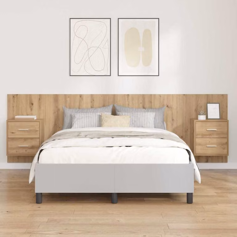Set di 3 pezzi Testata con Comodini Integrati vidaXL in Legno Rovere Marrone Moderno