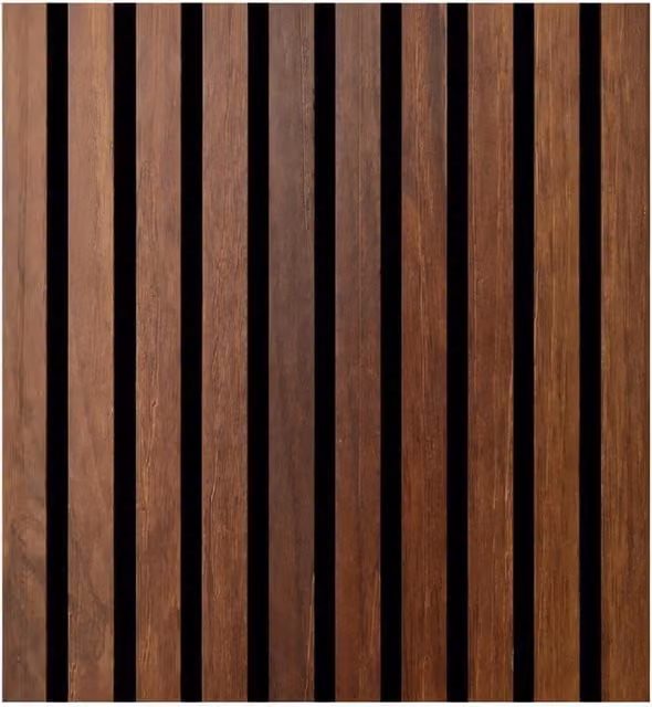 Set di 12 pannelli decorativi a listelli DIVINA HOME in MDF e feltro PET fonoassorbente, rivestimento murale moderno effetto legno color noce, L: 60 cm x P: 60 cm x H: 60 cm