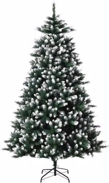 Albero di Natale Artificiale Realistico Minimal Verde con Punte Bianche Altezza: 210 cm