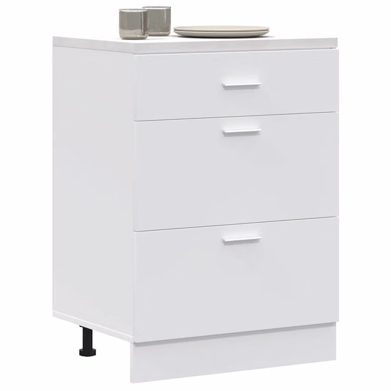 Base da cucina moderna vidaXL Lyon bianca in legno e MDF con cassetti e ante, L: 60,0 cm, P: 46,0 cm, H: 81,5 cm