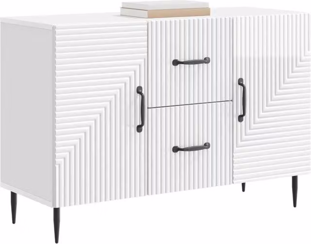 Credenza moderna sospesa Bianco Lucido in legno MDF L: 89 cm, P: 34,5 cm, H: 60 cm